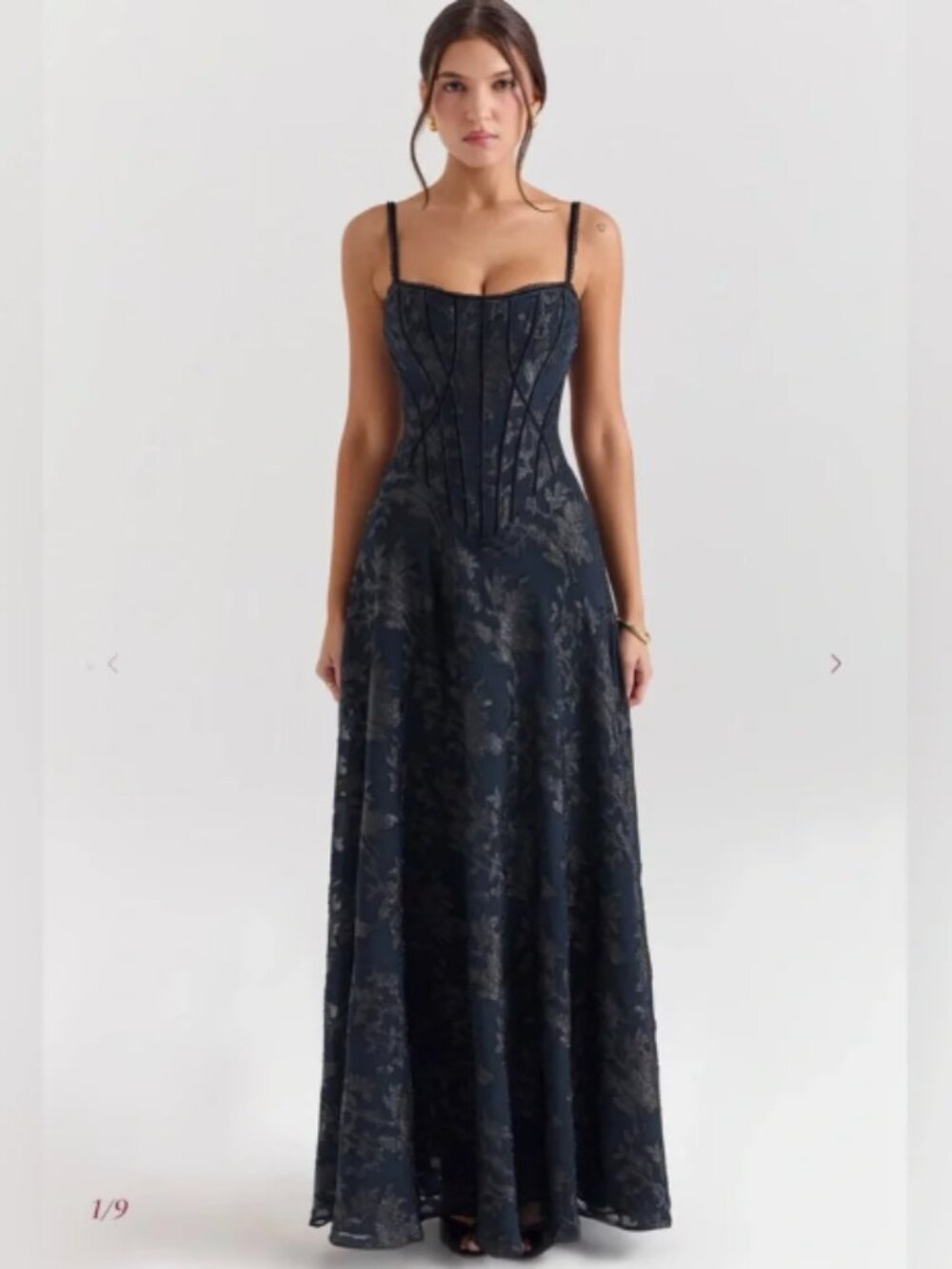 House of CB Esme Midnight Blue Lurex Chiffon Maxi Dress